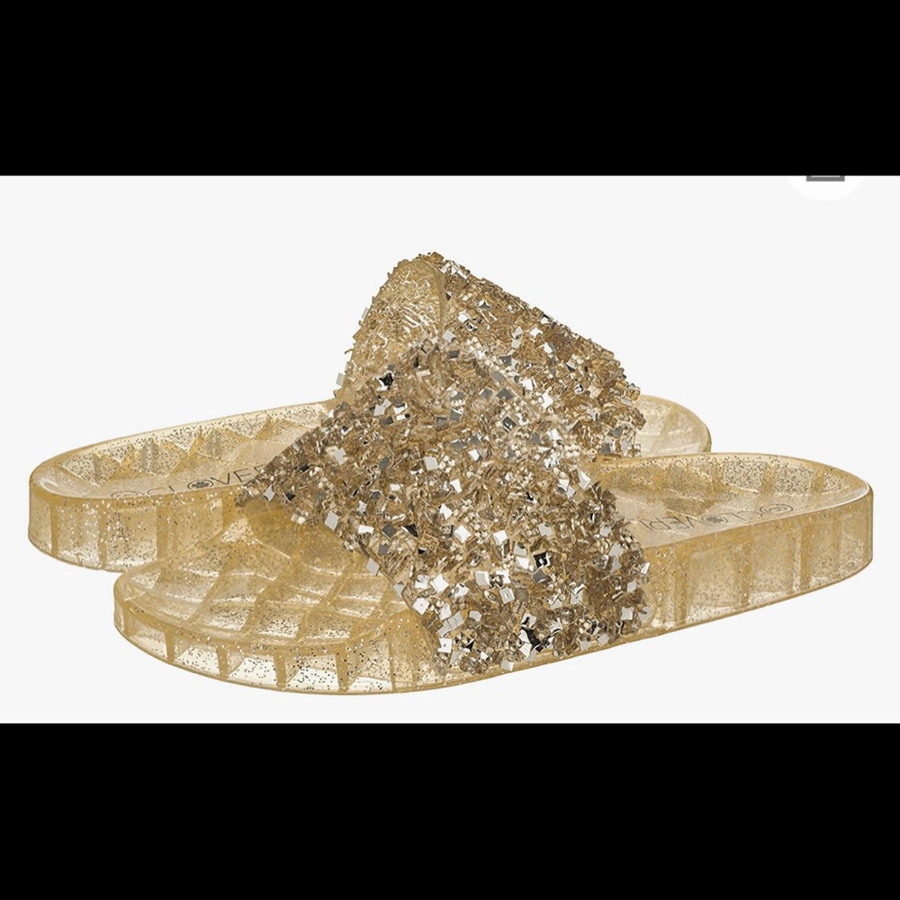 Bling Bling Sparkle Gold Jelly Sandals